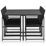 Set da Pranzo da Giardino 7 pz con Cuscini in Polyrattan Nero 44444
