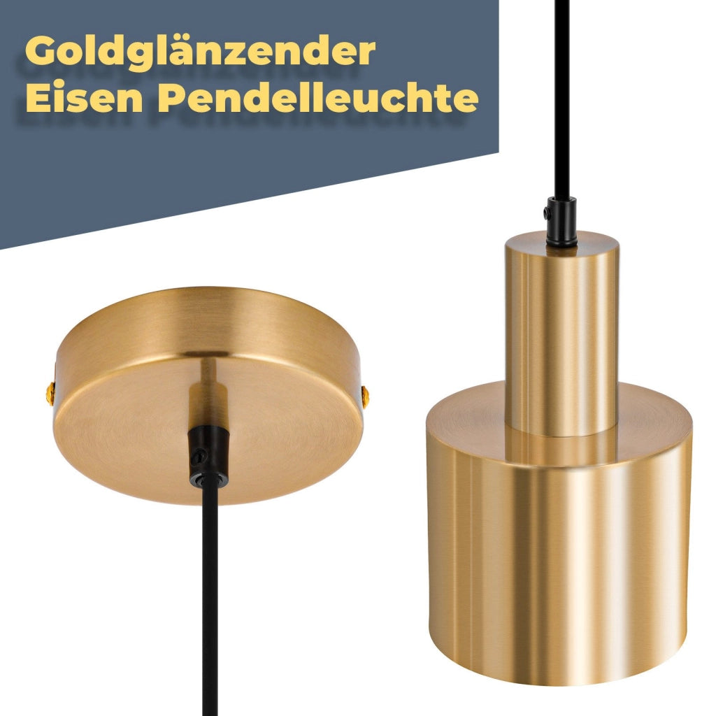 Lampada a sospensione ZMH per sala da pranzo 1 fiamma moderna in metallo E27 color oro per cucina