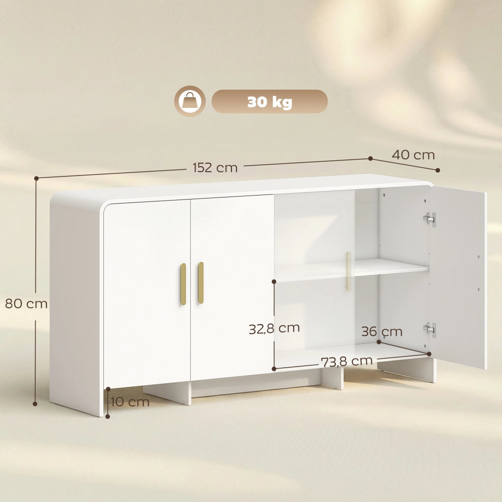 Mobile TV con 4 ante a chiusura morbida e 4 ripiani ¨C Xylo ¨C 152x40x80 cm bianco