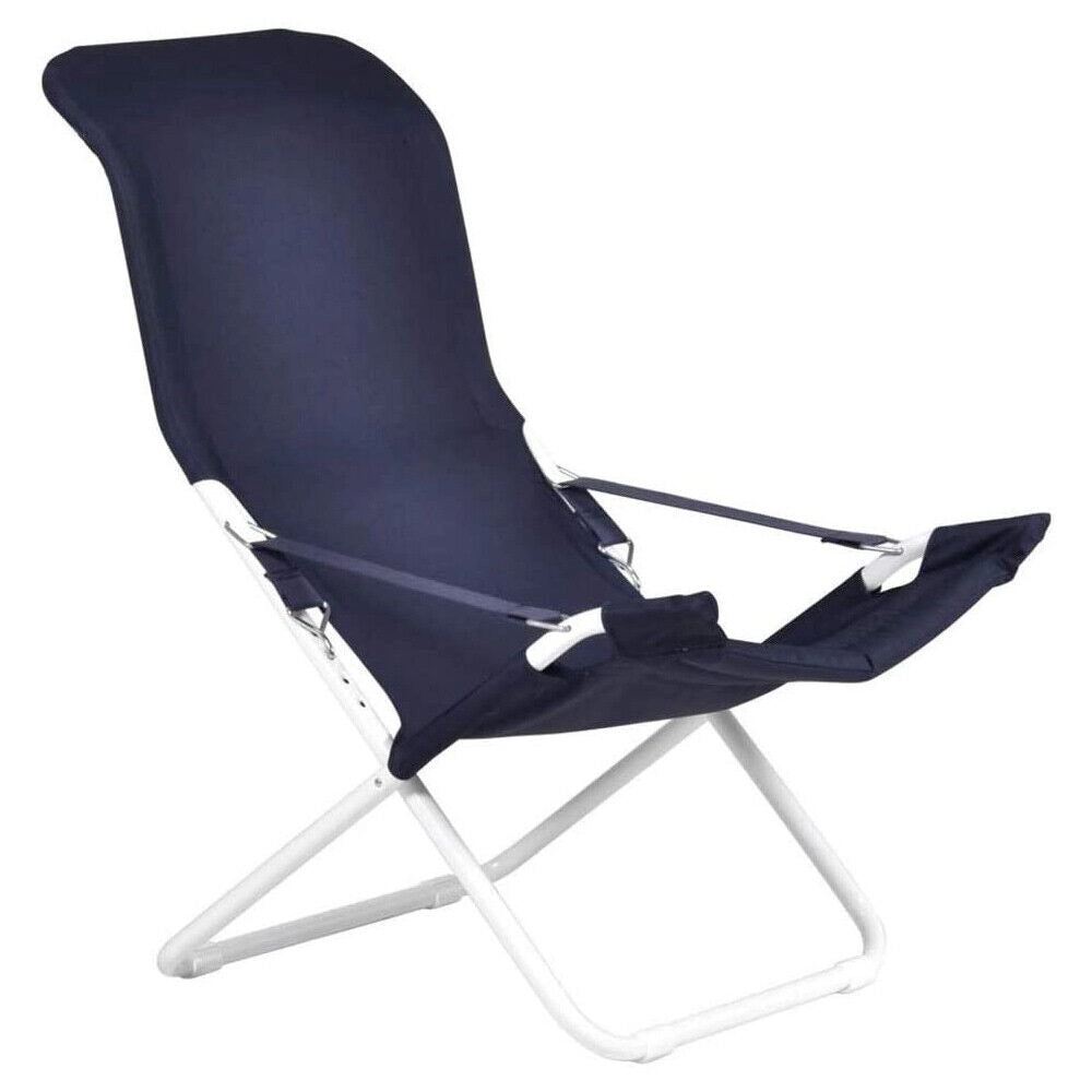 Sedia sdraio fiam fiesta telaio acciaio bianco con telo in blu 127PE BSBL x 2