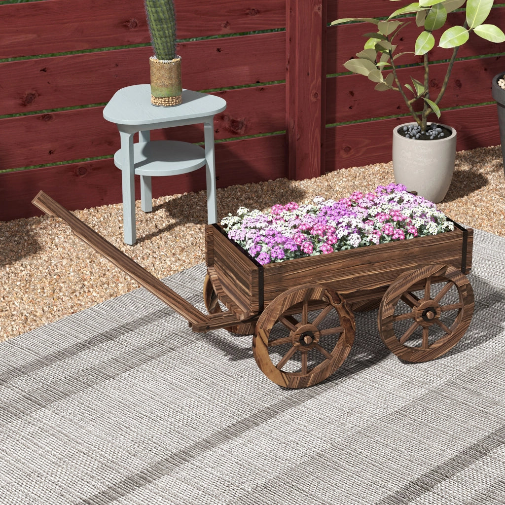 Carrello Giardino ¨C zephmum ¨C Legno Carbonizzato 120x41x54 cm