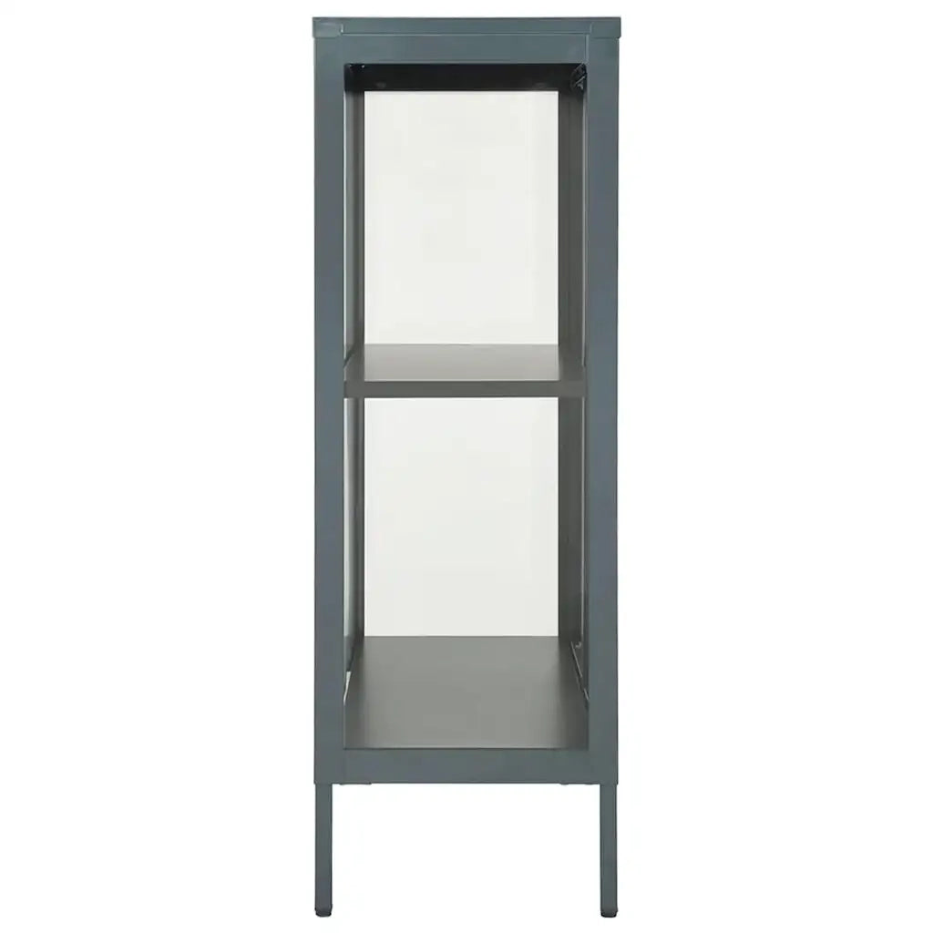 Credenza Antracite 75x35x105 cm in Acciaio e Vetro cod mxl 20174