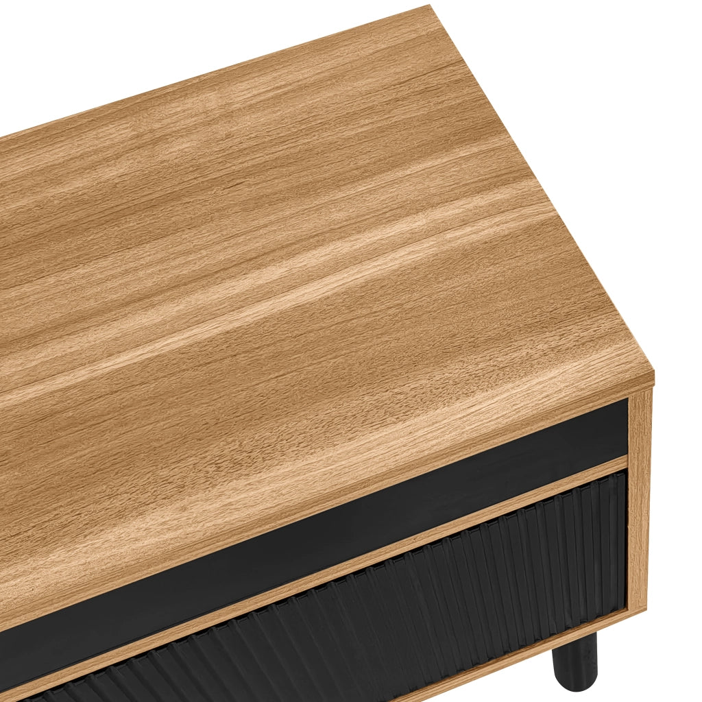 Mobile TV con 4 Ante ¨C MINIMAL ¨C Nero/Legno Naturale, 170x38x47 cm