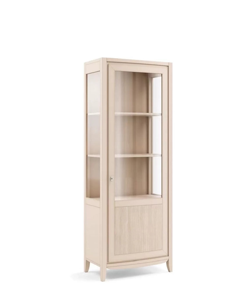 Vetrina contemporanea 1 porta decoro onda in legno naturale l.70 p.42 h.200 - Mobili 2G