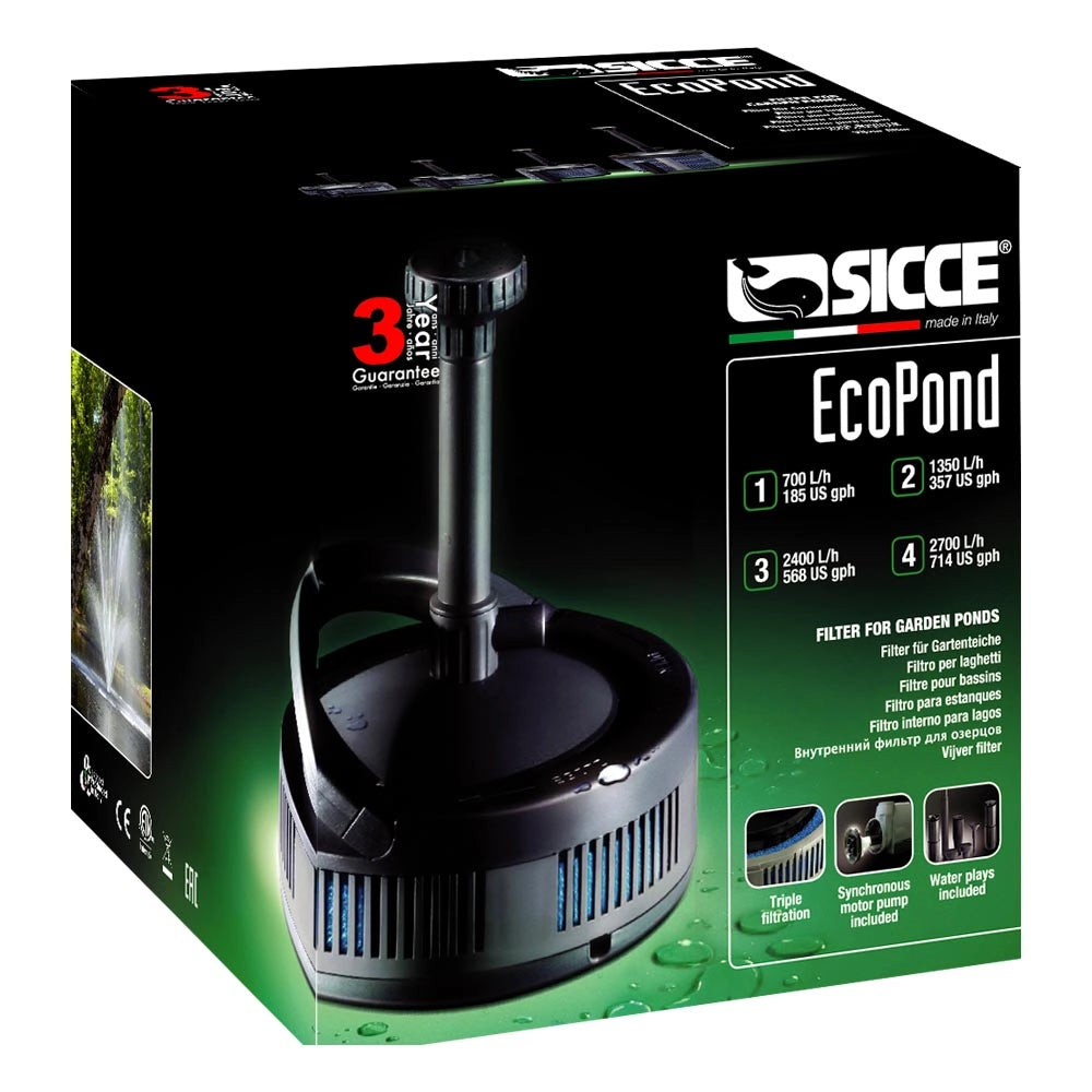 Sicce filtro per laghetto ecopond 3.0 2400 l/h + pompa per laghetto syncra silent 2.5 2400 l/h