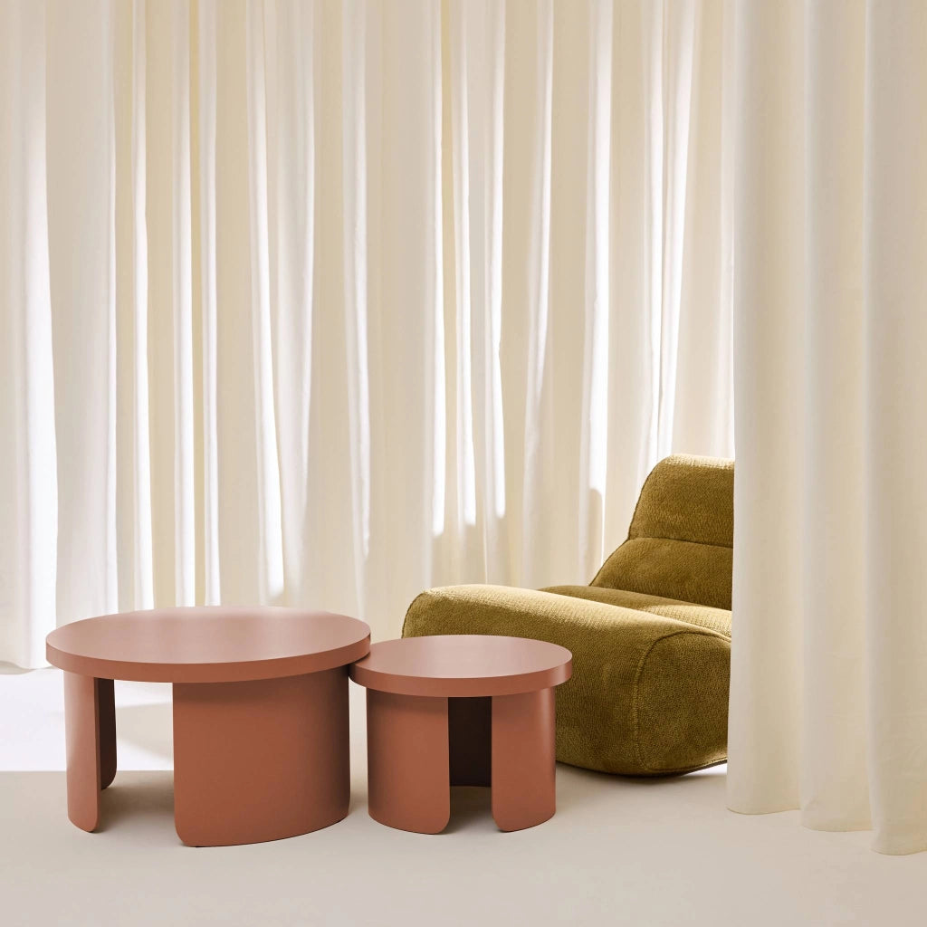 Set di 2 tavolini rotondi impilabili, terracotta