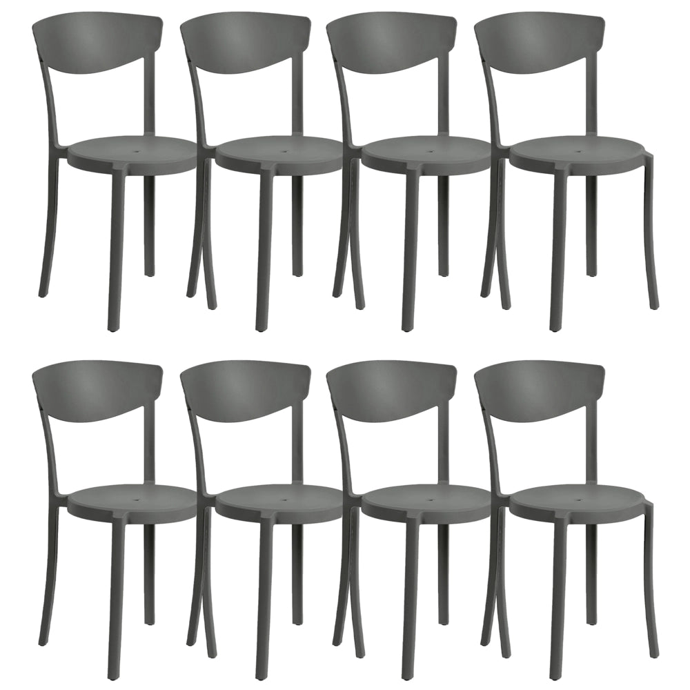 Set di 8 sedie in plastica grigio scuro per interno ed esterno terrazzo esterno giardino stile moderno