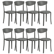 Set di 8 sedie in plastica grigio scuro per interno ed esterno terrazzo esterno giardino stile moderno