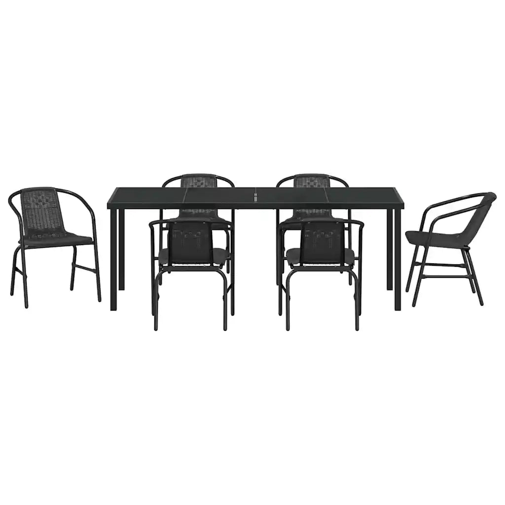 Set da Pranzo per Giardino 7 pcs Nero 3379385