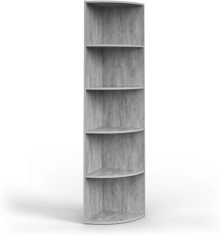 Scaffale angolare Ecki, Calcestruzzo, 40 x 180 cm, per montaggio a parete con tre ripiani aperti