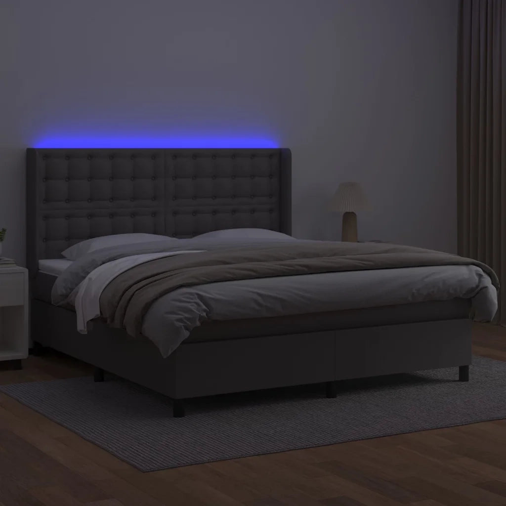 Giroletto Molle con Materasso e LED Grigio 160x200cm Similpellecod mxl 75418