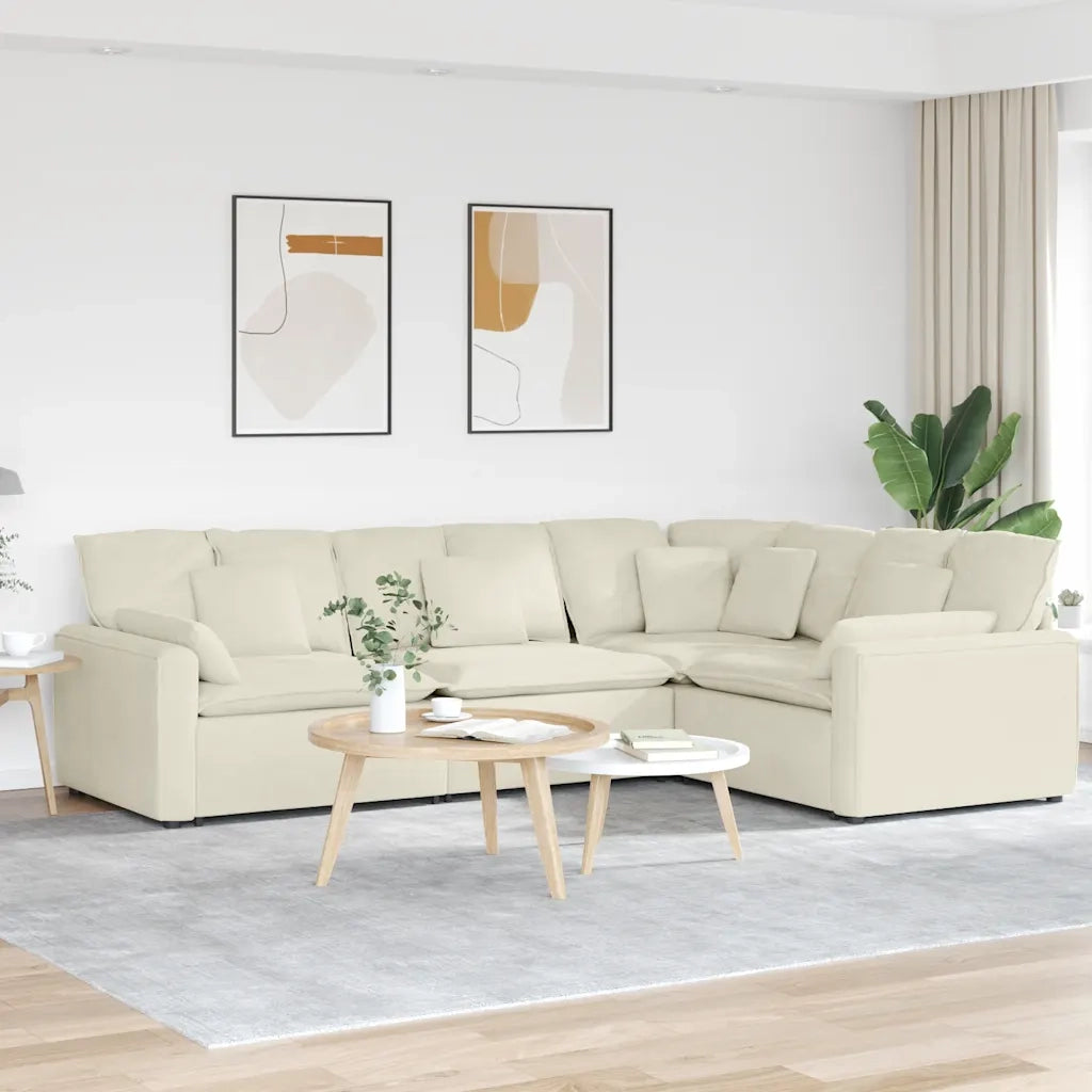 vidaXL Divano Modulare con Cuscini in Velluto Crema