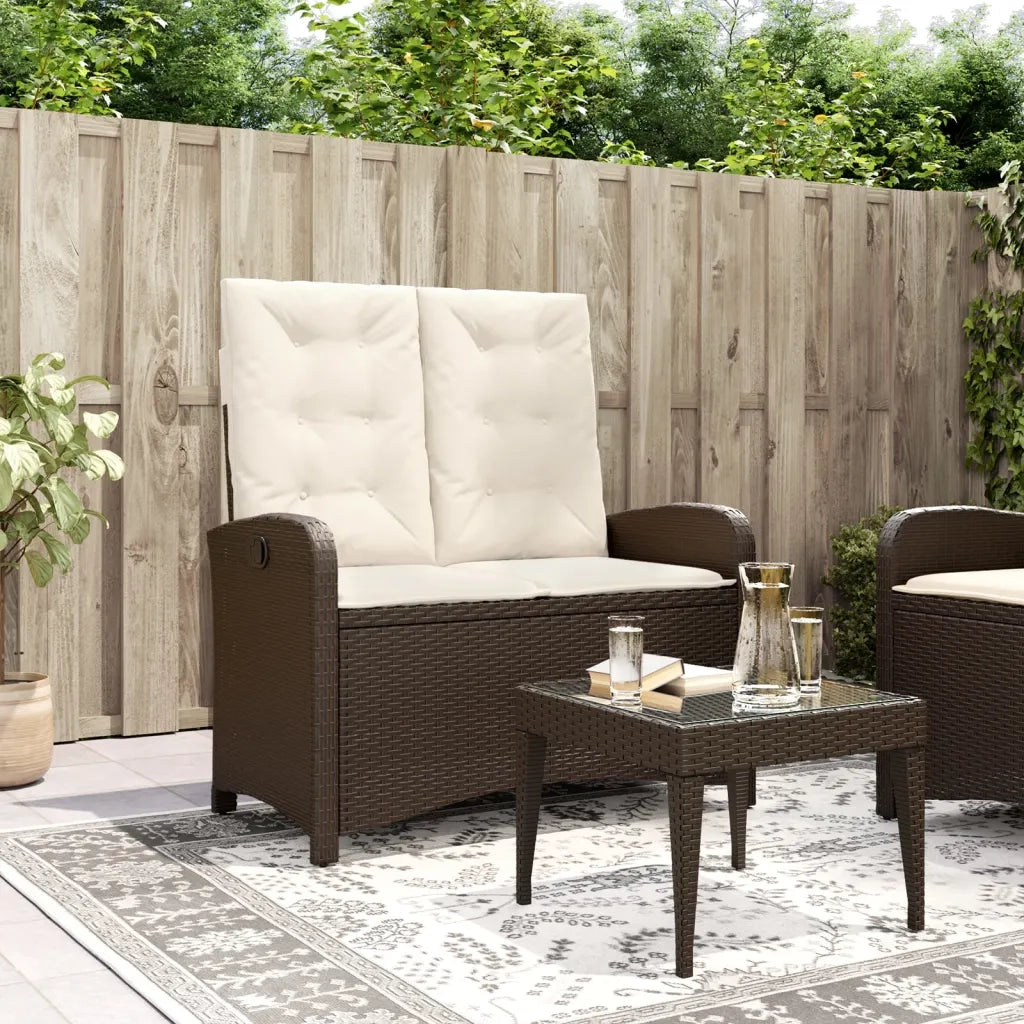 Panca Reclinabile da Giardino con Cuscini-Sgabello-Sedia da esterno Marrone in Polyrattan 882442