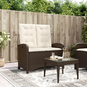 Panca Reclinabile da Giardino con Cuscini-Sgabello-Sedia da esterno Marrone in Polyrattan 882442