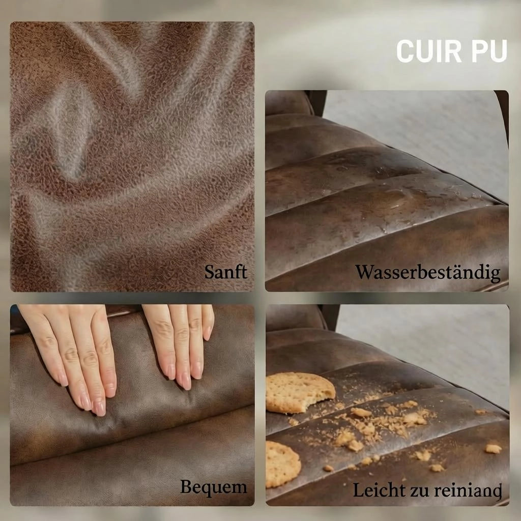 POLTRONA da salotto in PU e legno 64 x 86 x 79 cm marrone antico