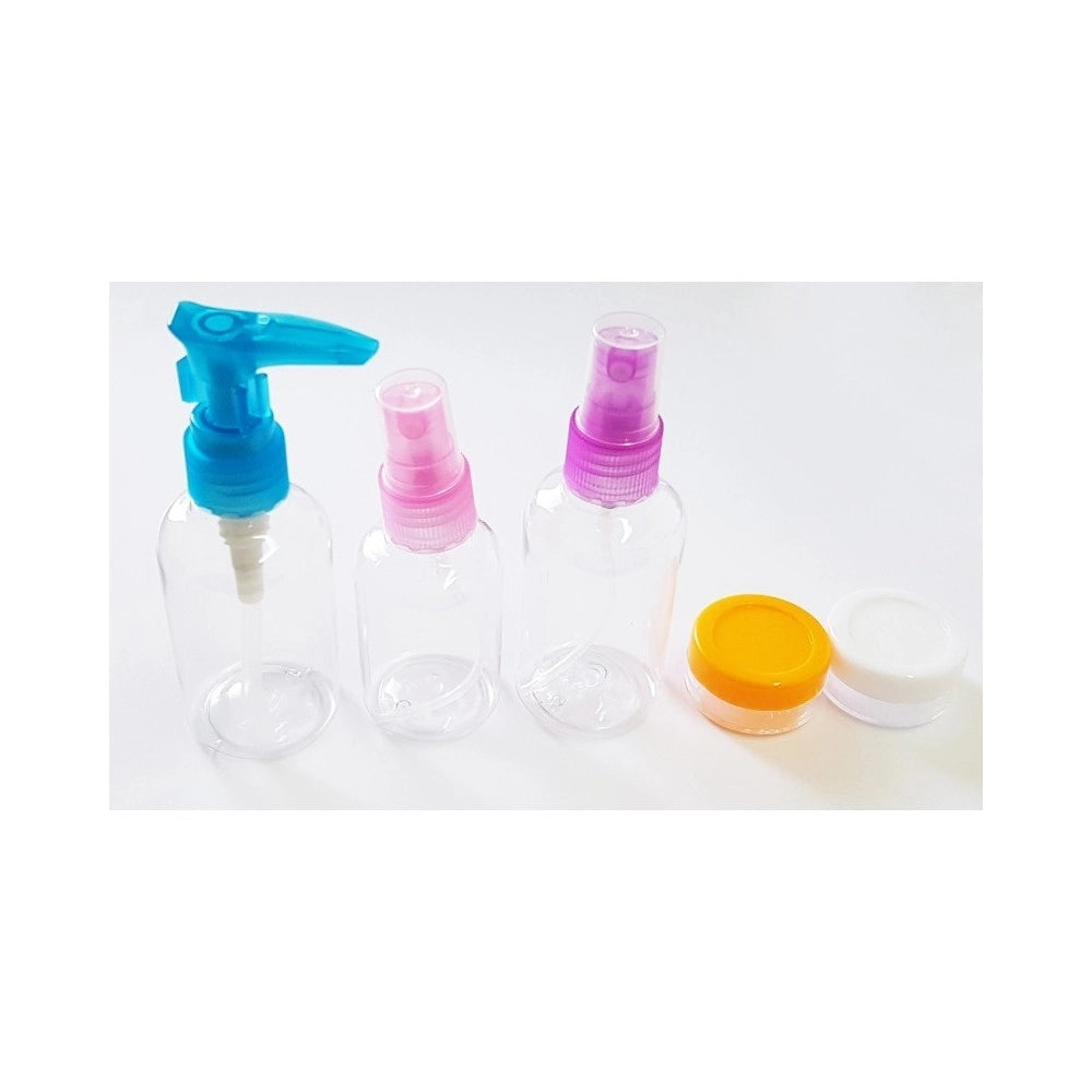 Trade Shop - Set 5 Porta Liquidi Contenitori Bottiglie Plastica Aereo Viaggio Bagaglio Creme -
