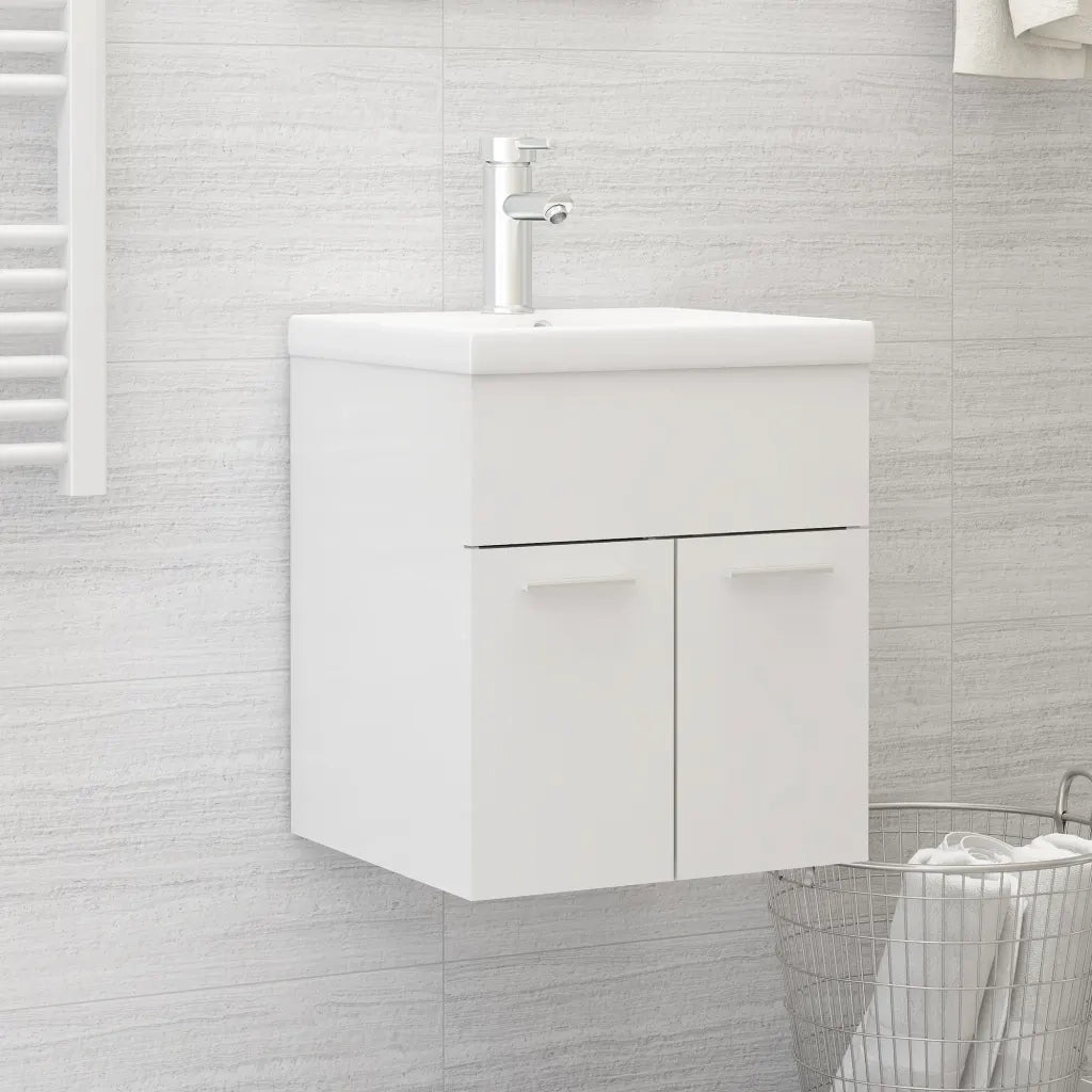 Mobile Sottolavabo Bianco Lucido 41x38,5x46cm Legno Multistrato 804644