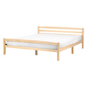 Letto matrimoniale in legno di pino chiaro 140 x 200 Testiera a doghe minimalista