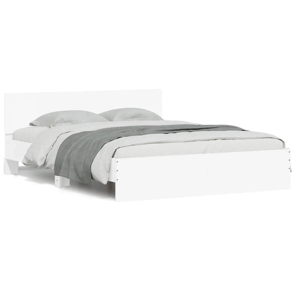 Giroletto con Testiera e LED-Struttura Letto con testiera Bianco 150x200 cm 335007