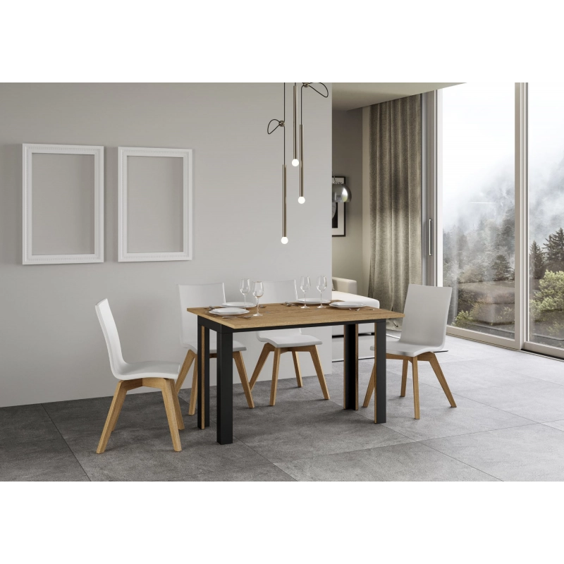 Tavolo apribile 120/200x45/90 cm Linea Double telaio Antracite - Quercia Natura
