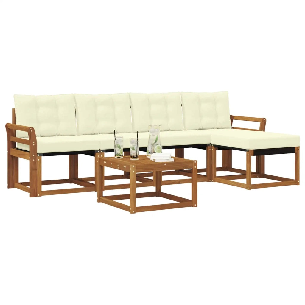 Set di divani da esterno con cuscino 6 pcs Naturale e Crema 3368593