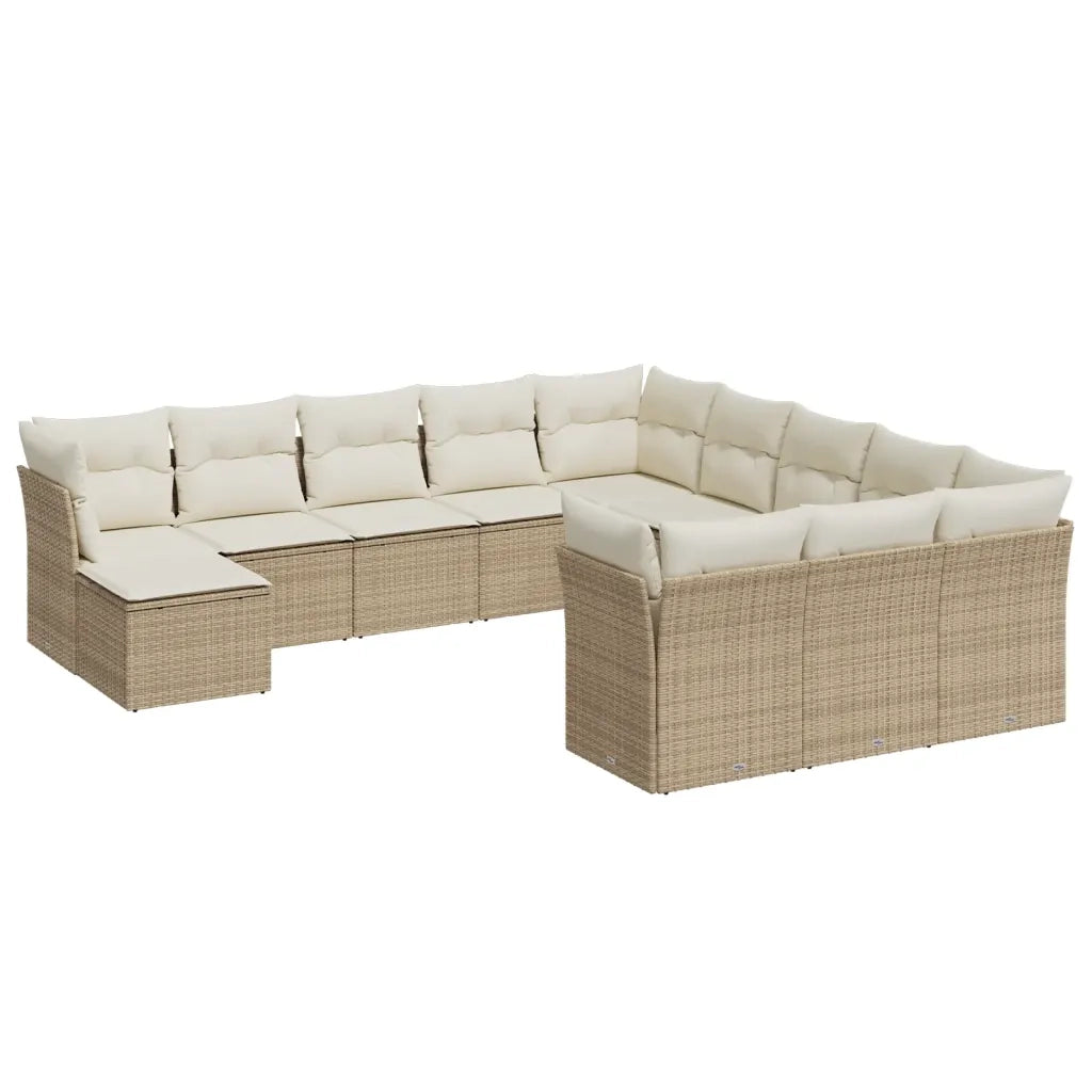 Set Divani da Giardino 12 pz con Cuscini Beige in Polyrattan 3250467