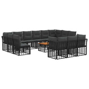 Set di divani da esterno 14 pcs Nero e Grigio scuro Poliestere 3437595