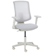 Sedia da ufficio in tessuto e rete bianco, schienale e braccioli regolabili, design moderno, per l'ufficio domestico