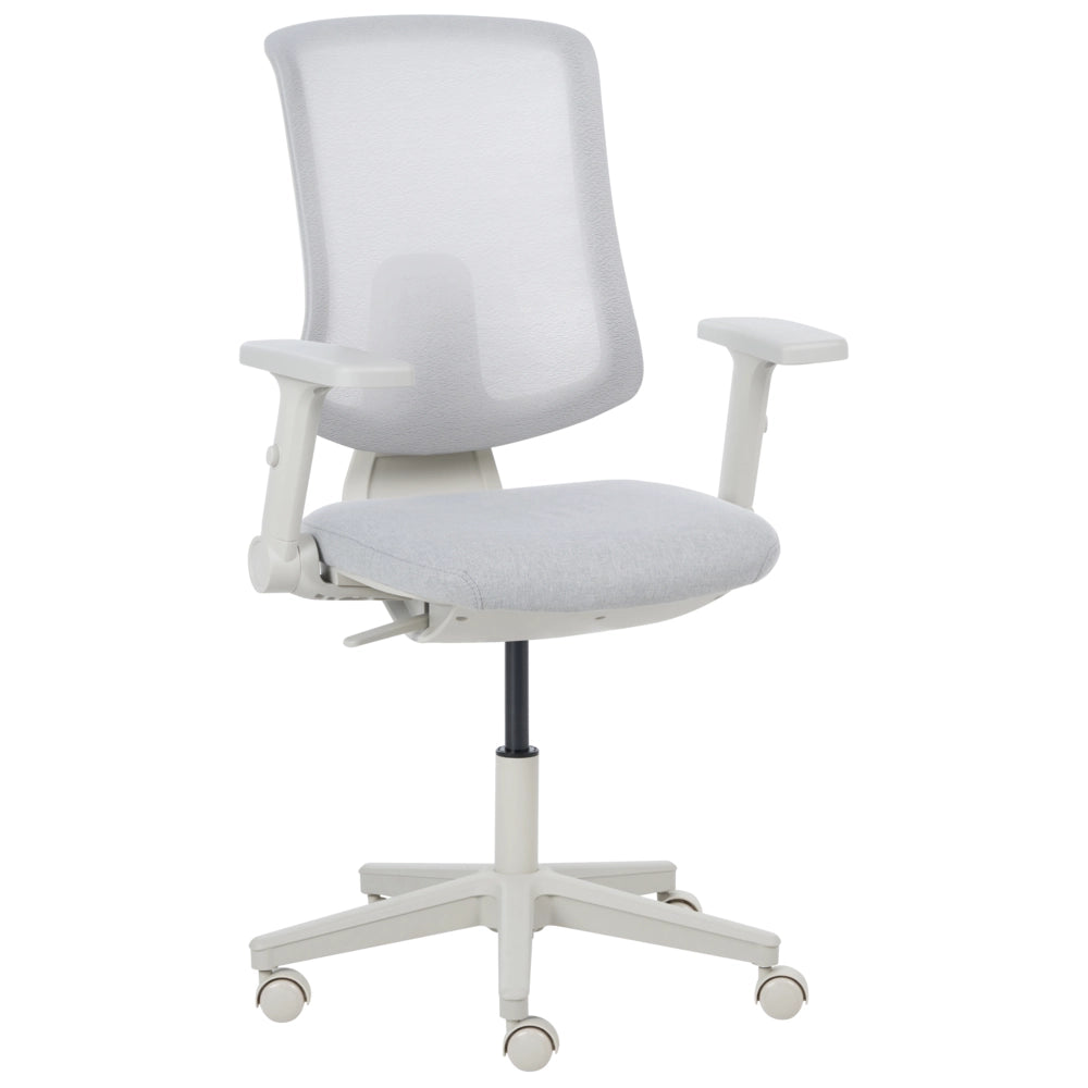 Sedia da ufficio in tessuto e rete bianco, schienale e braccioli regolabili, design moderno, per l'ufficio domestico