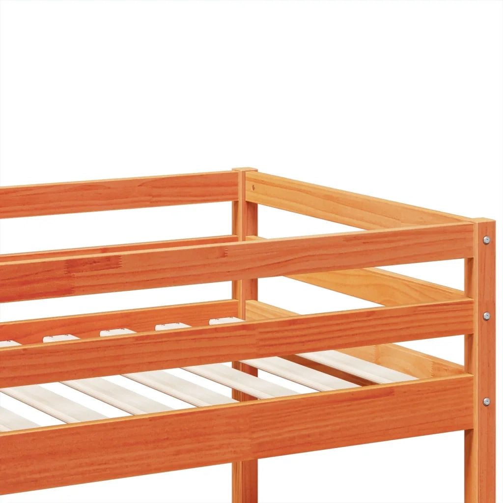 Letto a Castello Marrone Cera 80x200 cm in Legno di Pino