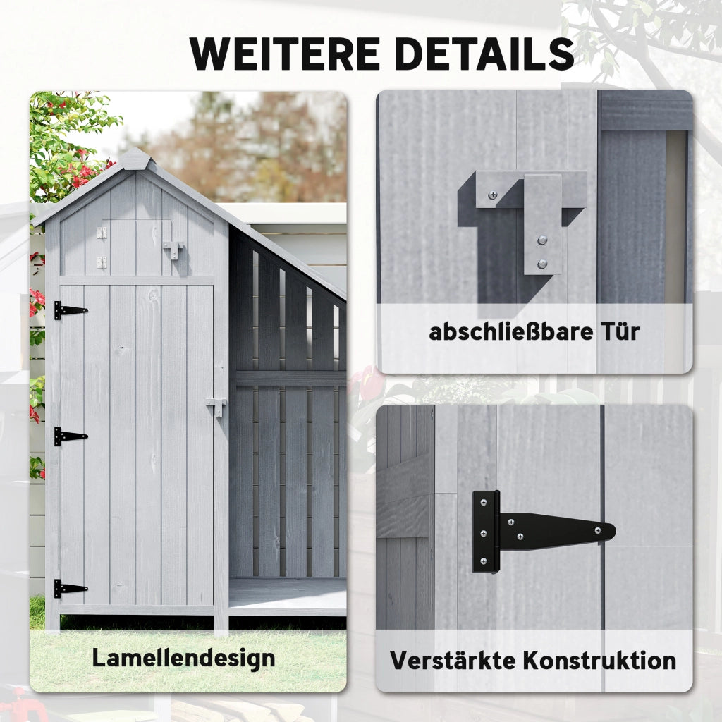Armadio da giardino in legno ¨C zephmum ¨C 129x51.5x180 cm grigio
