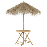 Tavolo bistrot pieghevole legno di bambù chiaro con ombrellone 245 cm giardino terrazza balcone