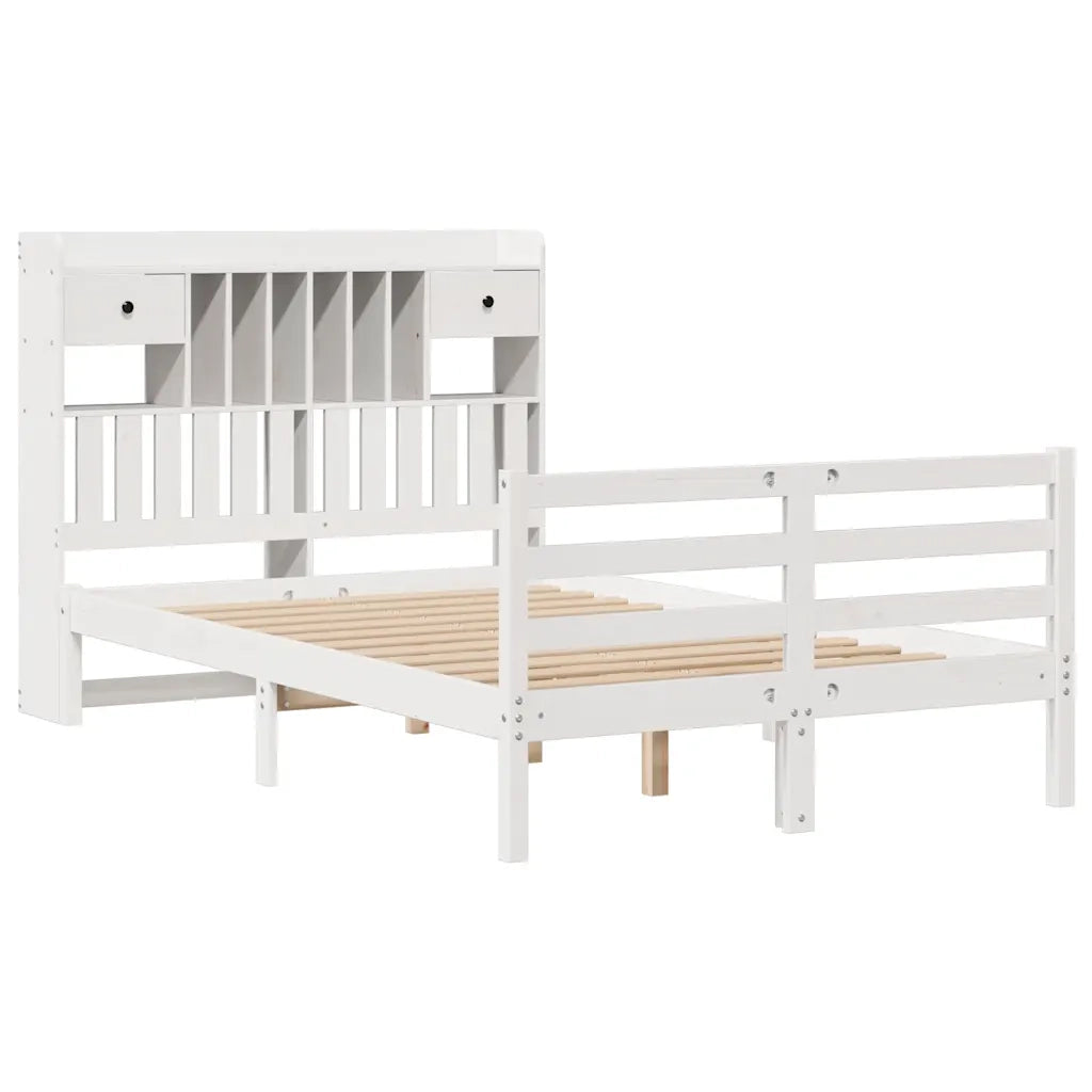 Letto Libreria senza Materasso Bianco 135x190 cm Legno di Pino 3321929