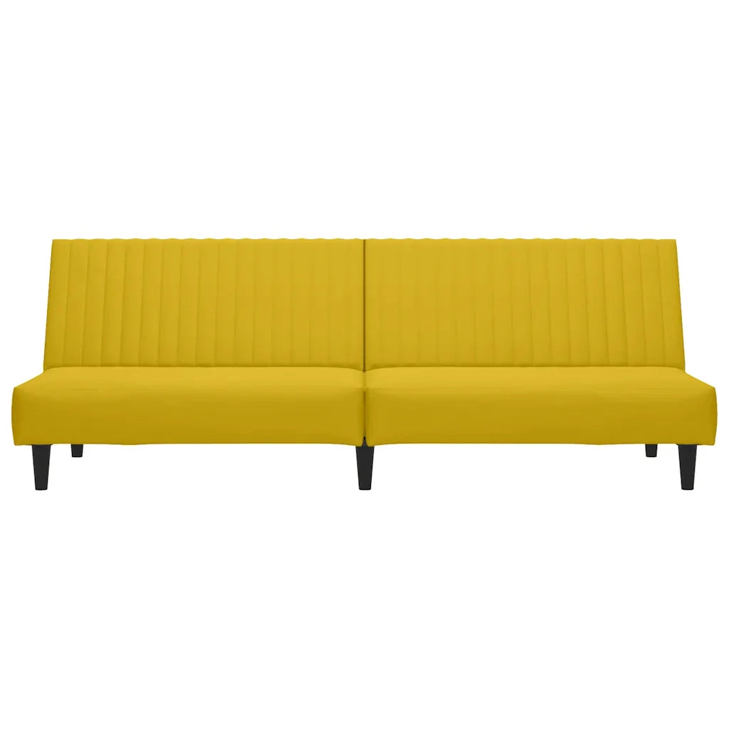 Divano Letto a 2 Posti Giallo in Velluto 375933