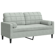 Divano | Divano da soggiorno | Sofa a 2 Posti con Cuscini Grigio Chiaro 140 cm in Velluto