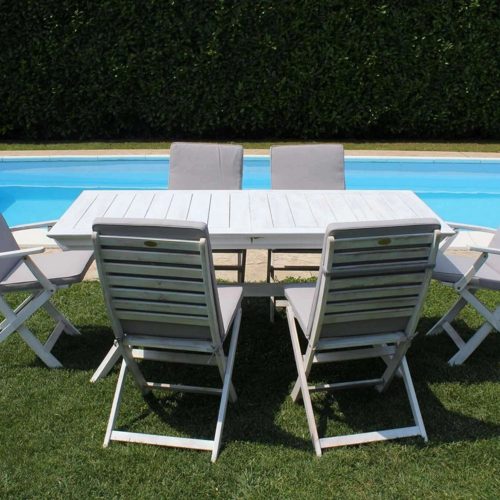 Tavolo estensibile in legno di Acacia bianco 150/200x90 cm mod. Bali