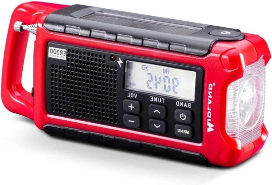 Radio multifunzione portatile con batteria ricaricabile 2200mAh e torcia LED, caricabile con energia solare, maniglia portatile e radio AM-FM via USB - 1 batteria ricaricabile - radio di emergenza ricaricabile