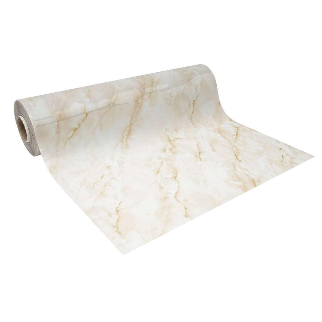 Rotolo pellicola protettiva per tavolo in PVC siliconato – modello marmo naturale Materiale: PVC siliconato decorativo  Dimensioni rotolo: 0,80 × 20 m Breckner Germany