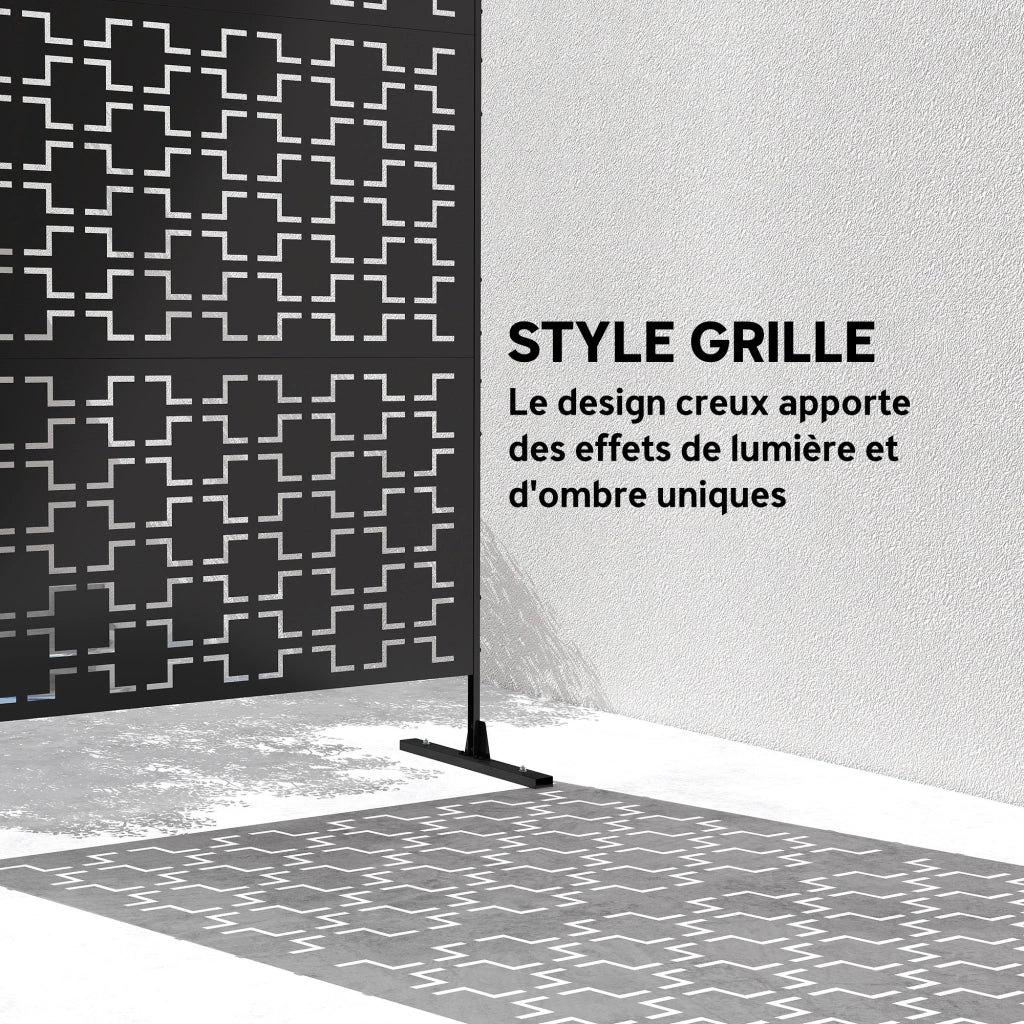 Pannello decorativo paravent esterno geometrico ¨C zephmum ¨C nero 122x45x198 cm