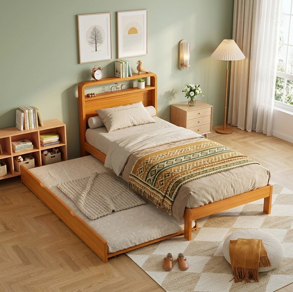 Letto in legno 90x200 cm con letto estraibile 90x190 cm