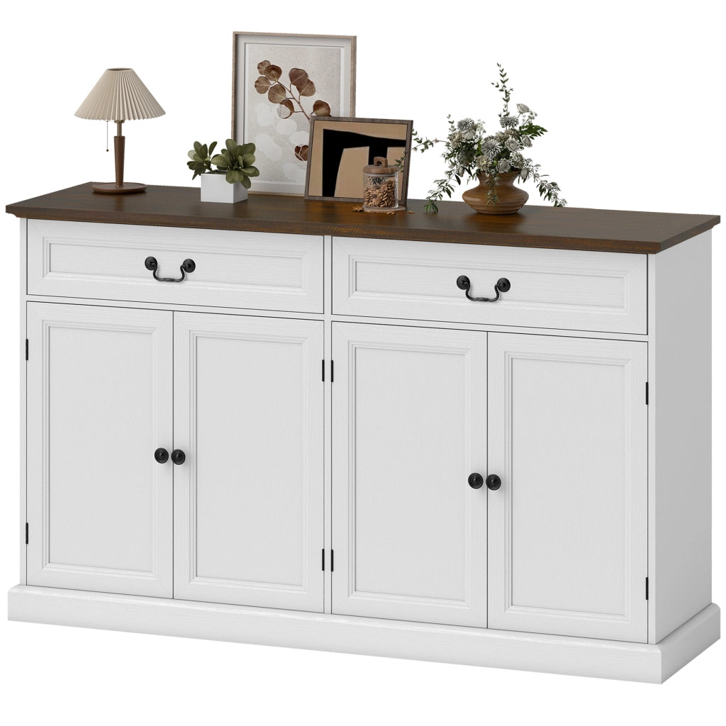Credenza con 4 ante e 2 cassetti ¨C Xylo ¨C Legno bianco e marrone 140x40x85cm