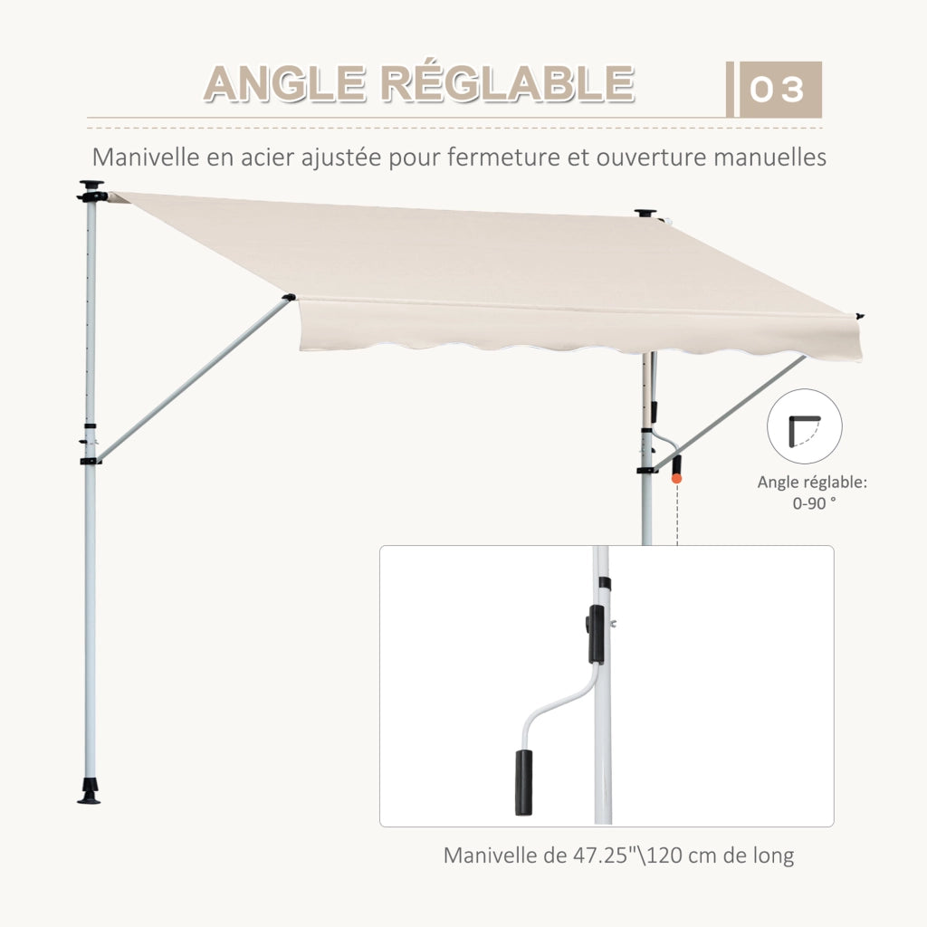 Tenda da sole retrattile ¨C zephmum ¨C kaki 4x1.2m metallo poliestere