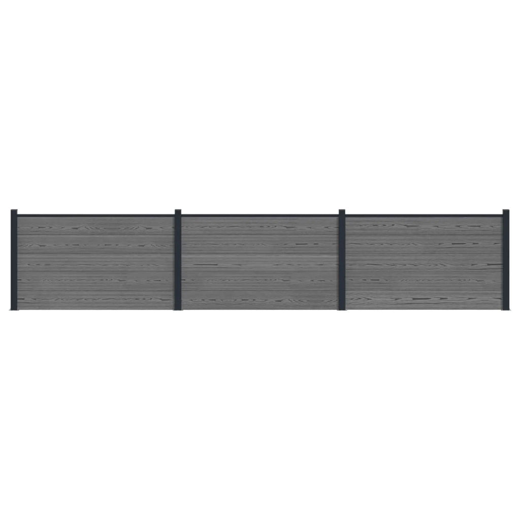 Pannello di Recinzione 3 pcs WPC e Alluminio Grigio