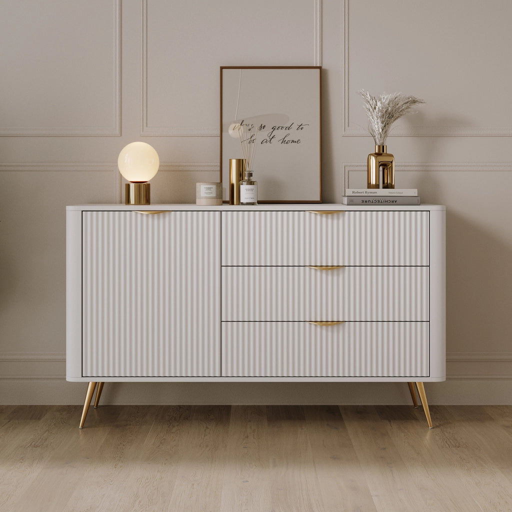 Madia Halilomo, Credenza 3 Cassetti, 138x38x81h cm Bianco