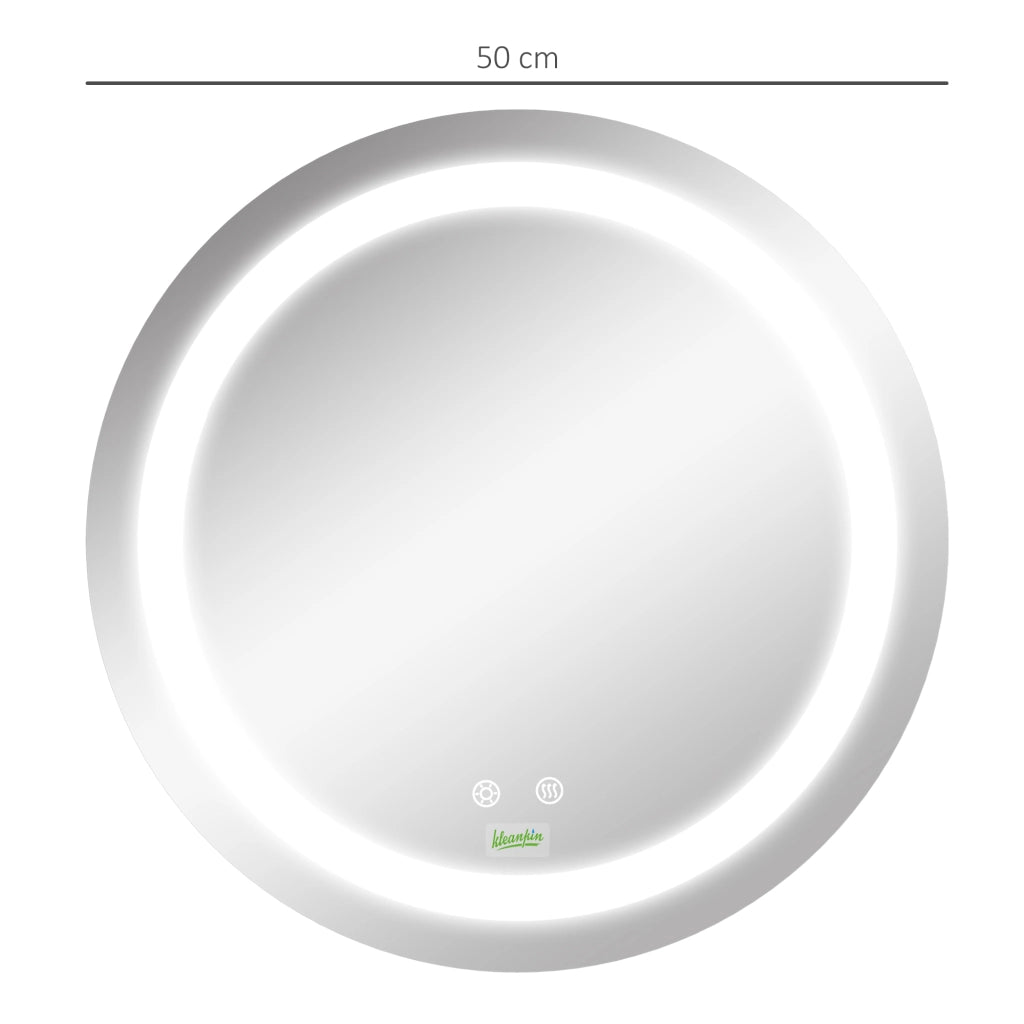Specchio da Bagno con Luce LED Antivaho Tattile ¨C Zephmum ¨C ?50x4,6 cm Argento