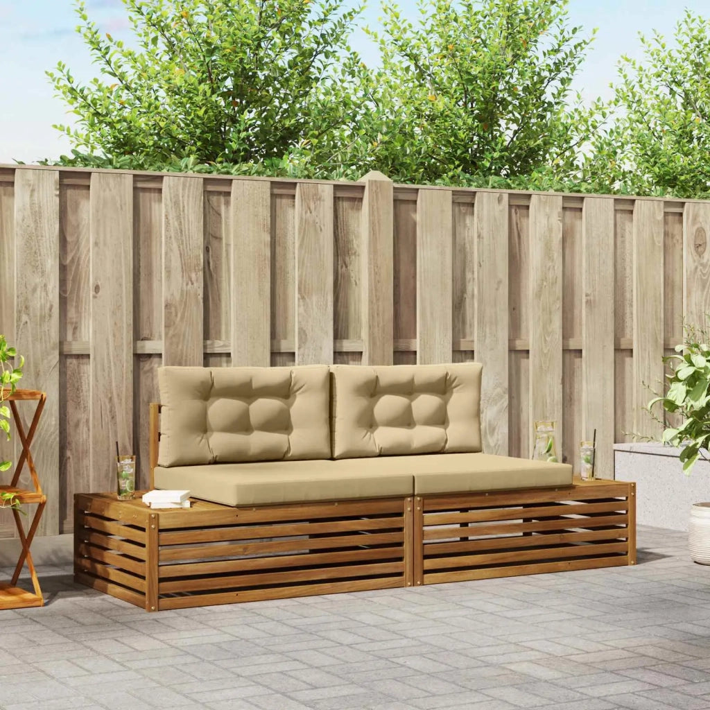 Set di divani da esterno-Sofa da giardino Naturale e Beige 203,5 x 83 x 73 cm