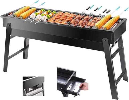 Barbecue a carbone portatile - BBQ pieghevole per camping, giardino e picnic - Acciaio inossidabile
