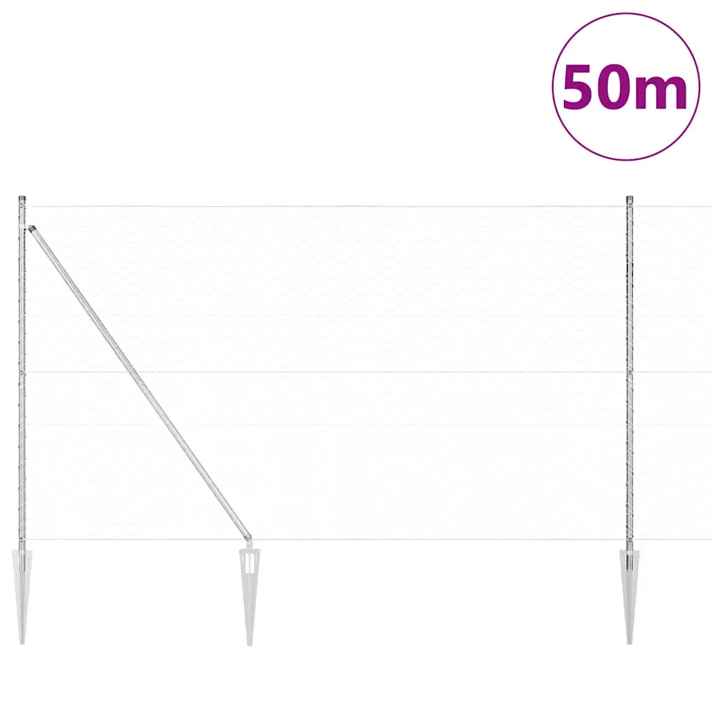 Palo della recinzione Argento 50 x 1,5 m (maglia 50 mm) Acciaio