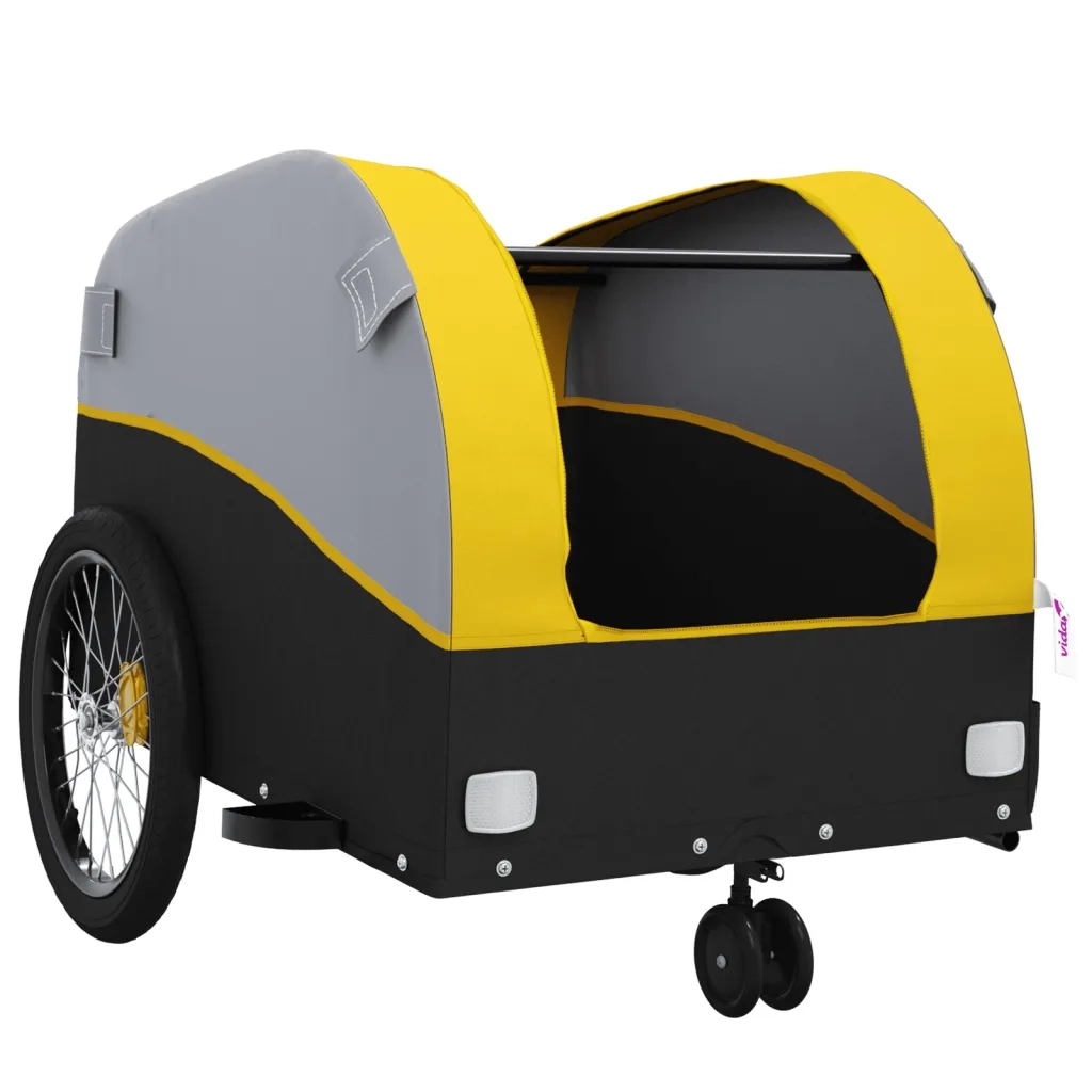 Rimorchio da Bici Nero e Giallo 30 kg in Ferro 94141