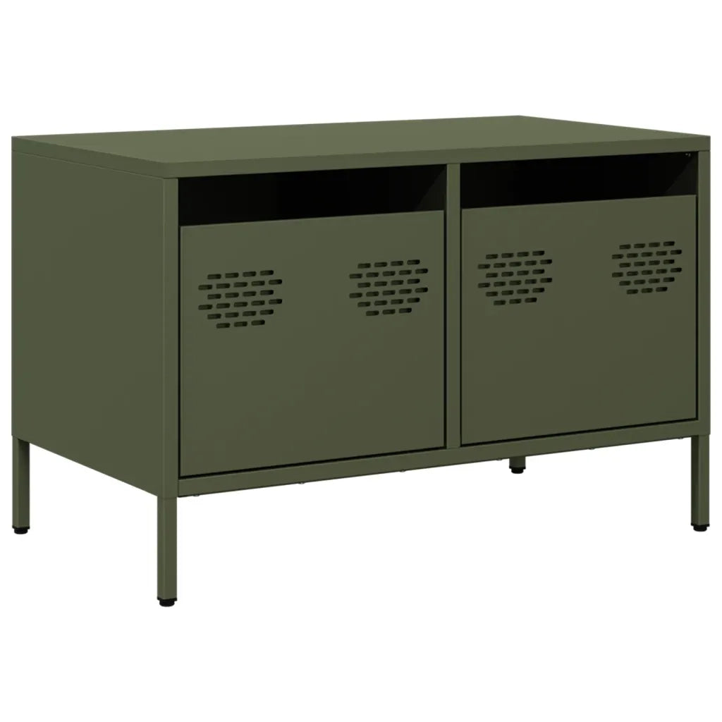 Mobile TV Verde Oliva 68x39x43,5cm in Acciaio Laminato a Freddo 851236